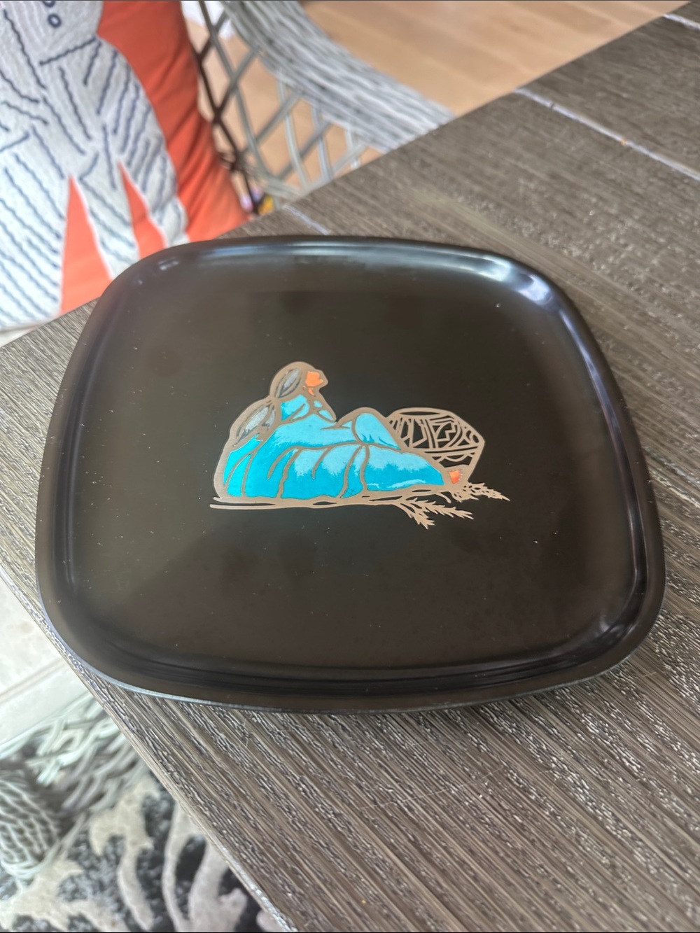 Curoc MCM like new cheese black with with Turquoise Accent native woman